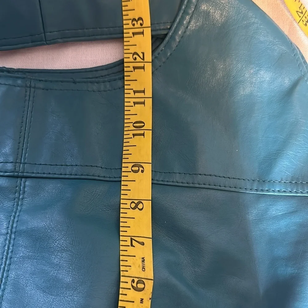 Faux Leather Bag Teal in color